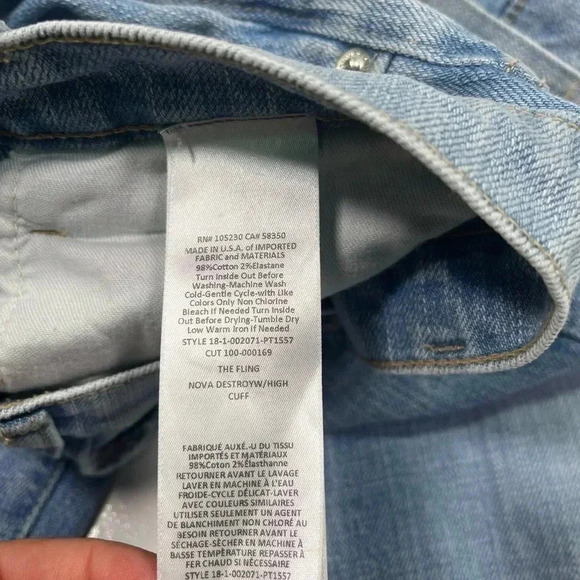 Current/Elliott The Fling Jeans Nova Destroy with High Cuff Women's Size 24 - Picture 6 of 11